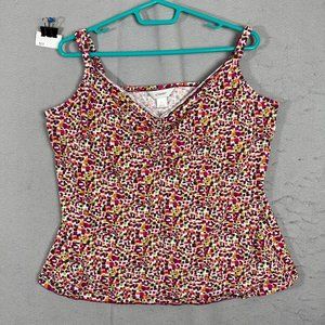 CJ Banks Women's Sleeveless Top Tank Multicolor Flower Plus Size 1X